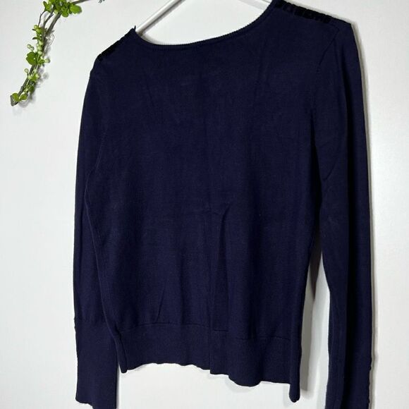 Moth Women's Navy Blue Black Lace Long Sleeve Cardigan Sweater Size Small - Picture 11 of 11